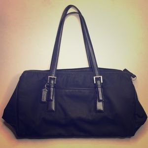 COACH Handbag Black Leather/PVC canvas Medium